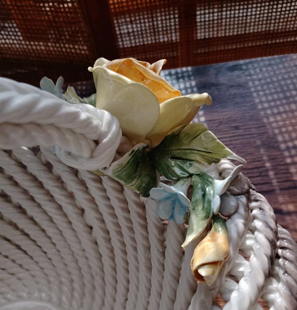 イタリア製 カポディモンテ 26cm 陶花バスケット Da Ponte