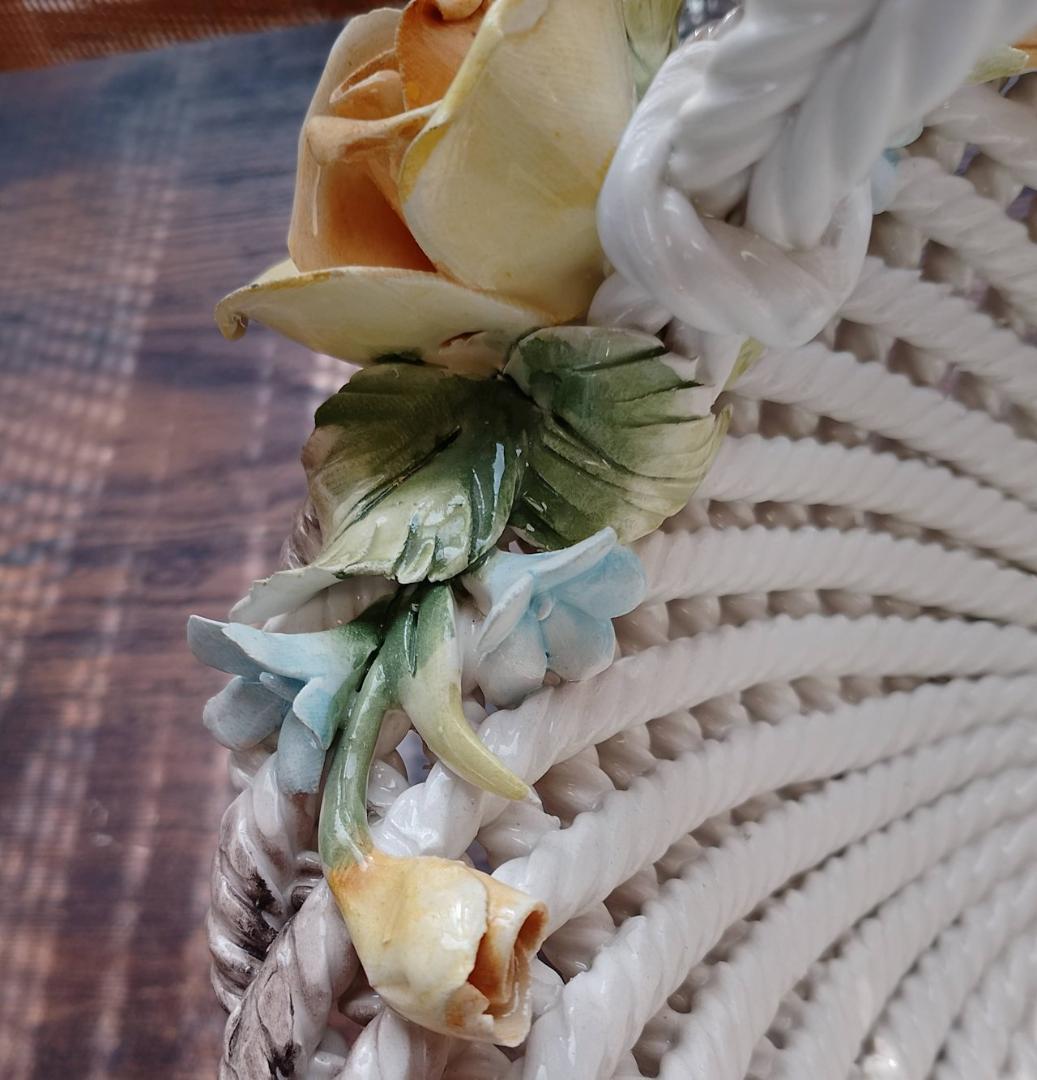イタリア製 カポディモンテ 26cm 陶花バスケット Da Ponte