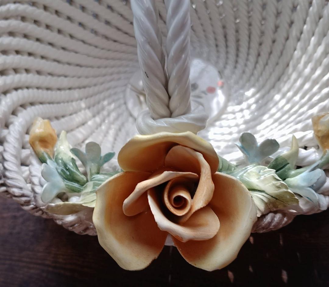 イタリア製 カポディモンテ 26cm 陶花バスケット Da Ponte