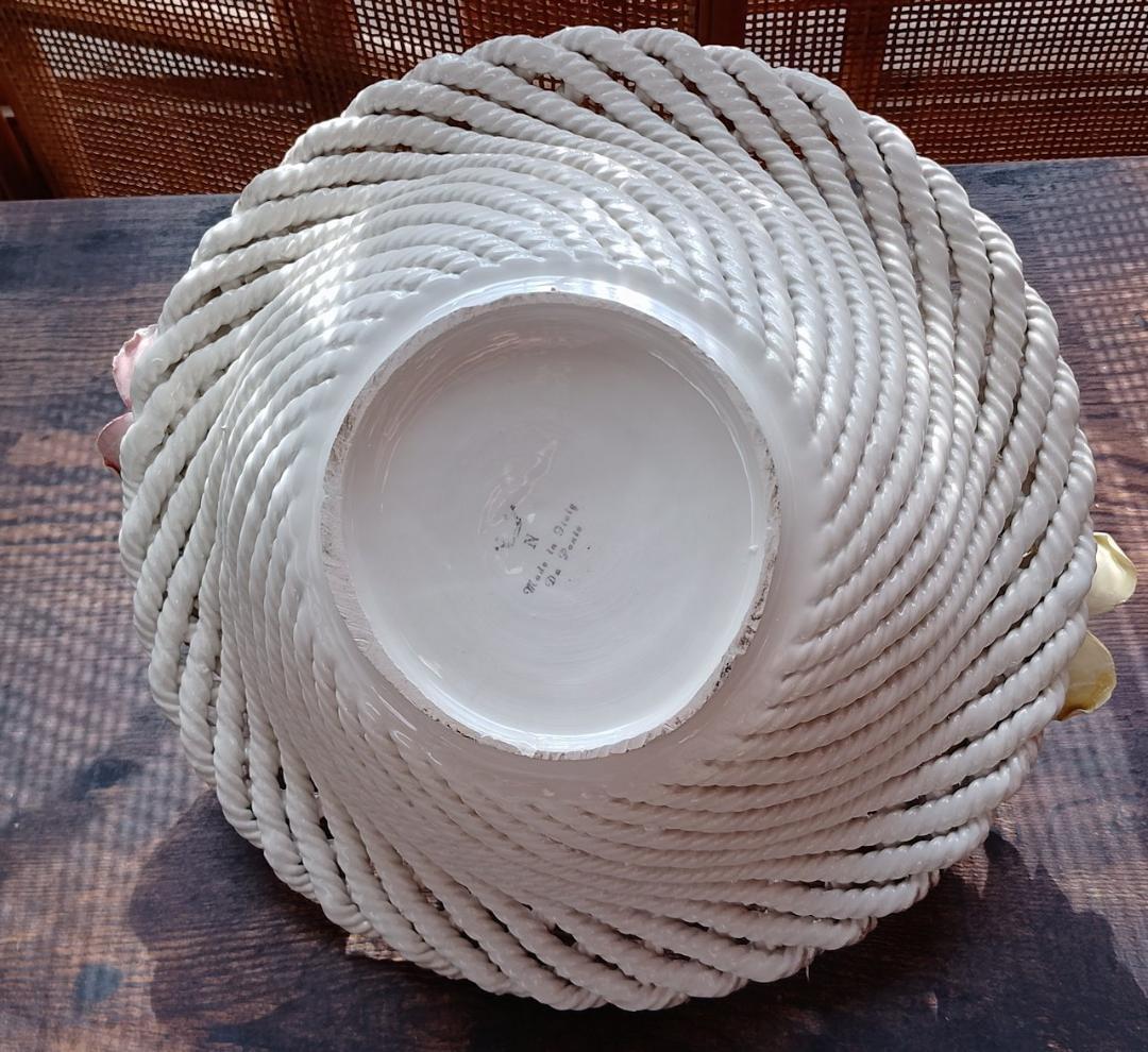 イタリア製 カポディモンテ 26cm 陶花バスケット Da Ponte