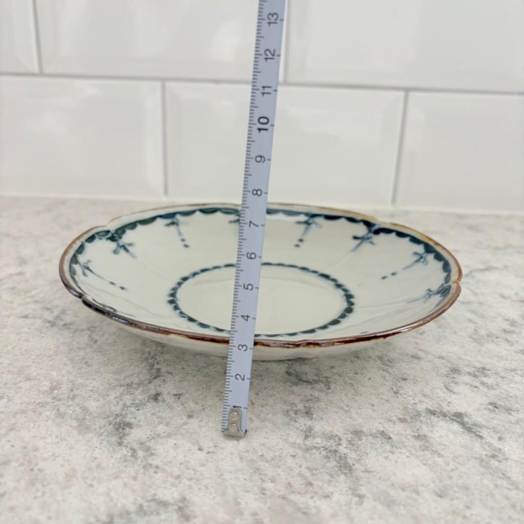 志村和晃☆染付イッチン瓔珞文輪花6寸皿 3枚セット