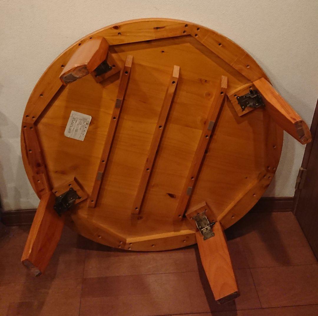 八幡産業 丸テーブル 木製 900mm × 900mm × 320mm レトロ