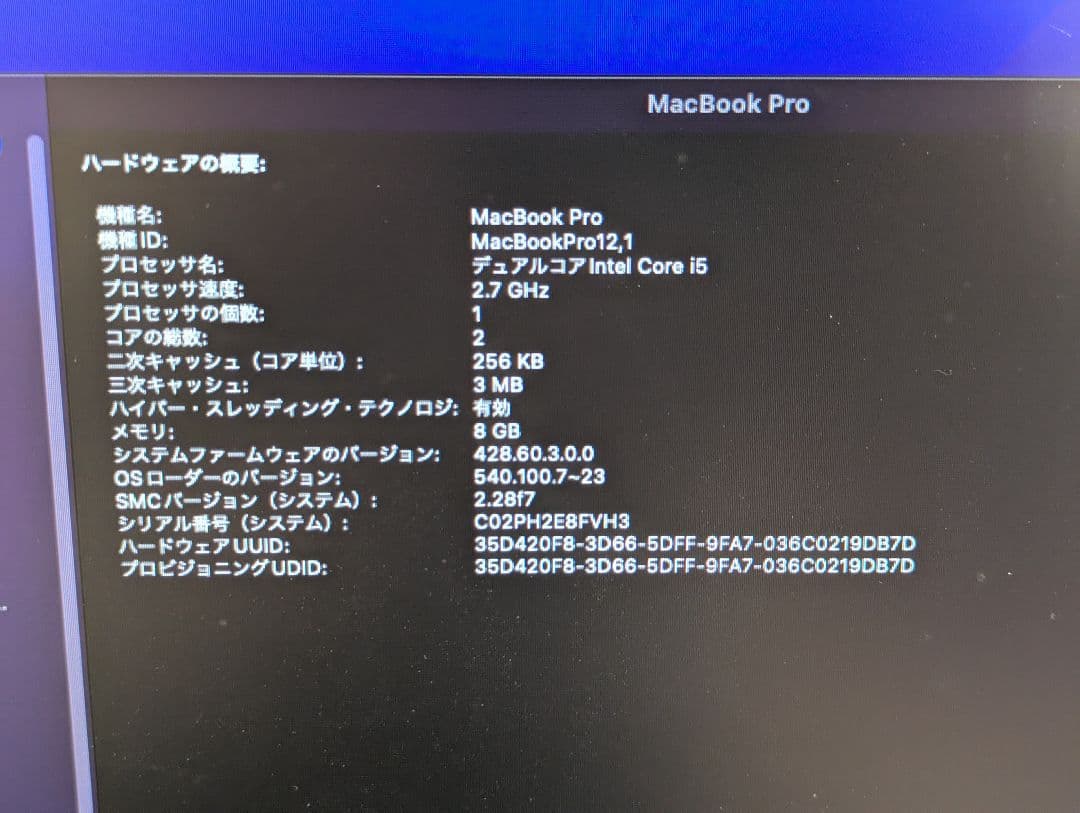 訳あり MacBook Pro 2015 外部出力OK 本体
