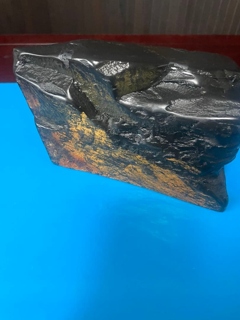 龍渓硯　黒色の石 アート作品 2点セット