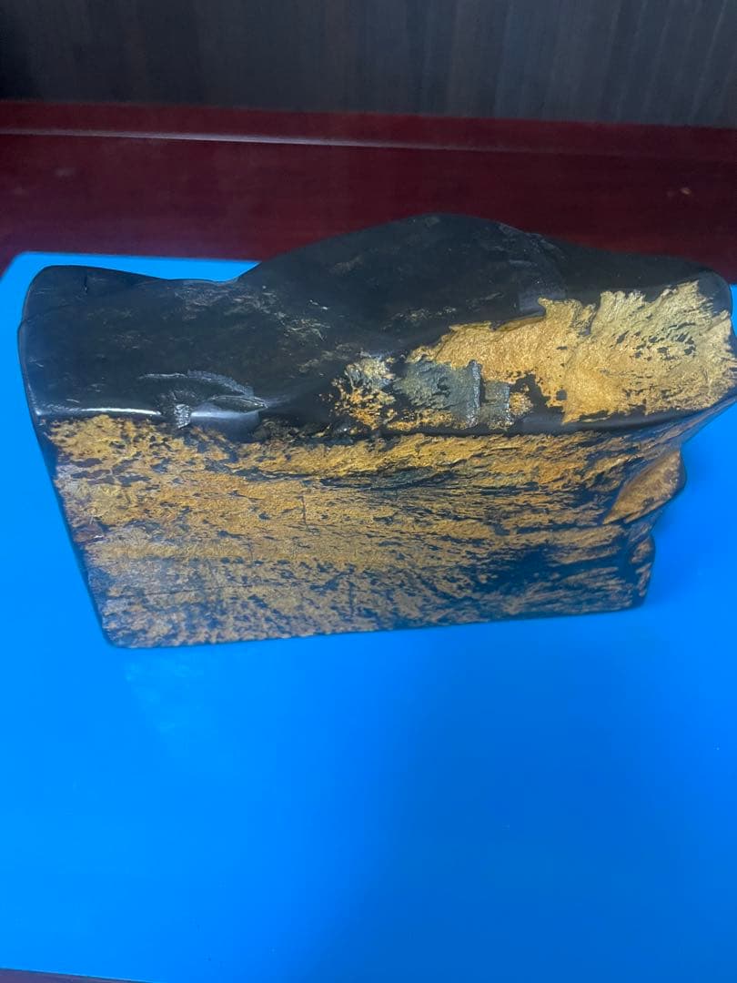 龍渓硯　黒色の石 アート作品 2点セット