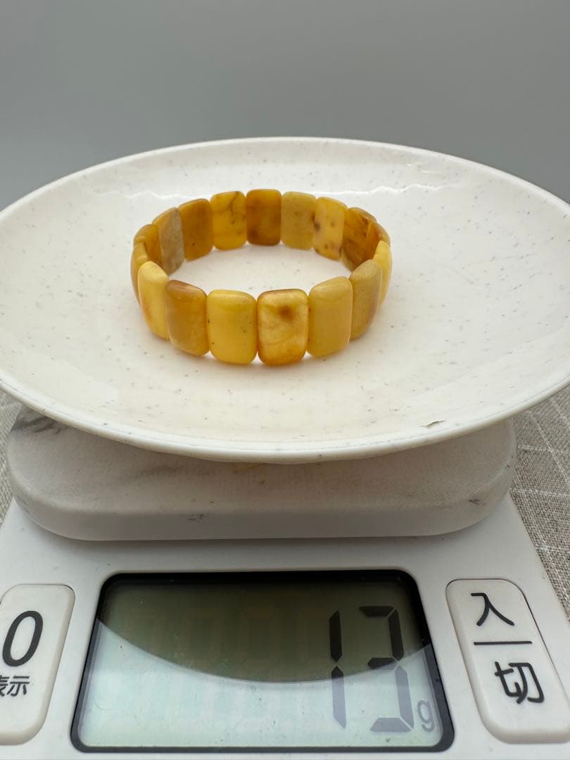 ☆天然☆ バルト海産　天然アンバー 琥珀 蜜蝋 ブレスレットフリーサイズ 美品