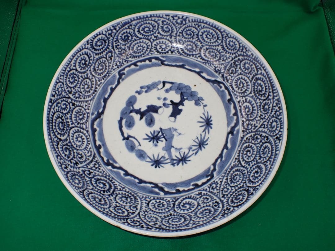骨董品 古伊万里 タコ唐草 大皿 享保