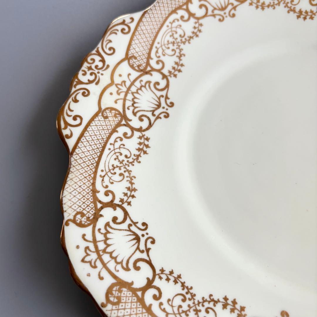 英国製アンティーク　CROWN STAFFORDSHIRE　金彩　取手付プレート