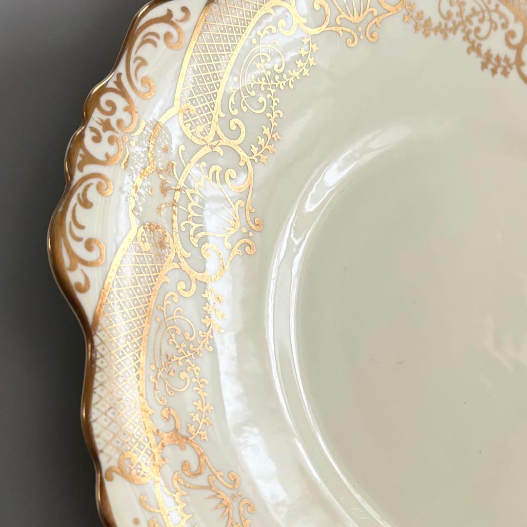 英国製アンティーク　CROWN STAFFORDSHIRE　金彩　取手付プレート