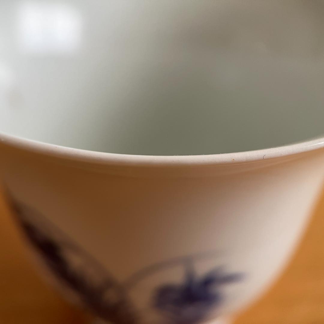 後期鍋島 草花文 猪口／向付 薄造り 97g 口部小ホツ φ9.2cm