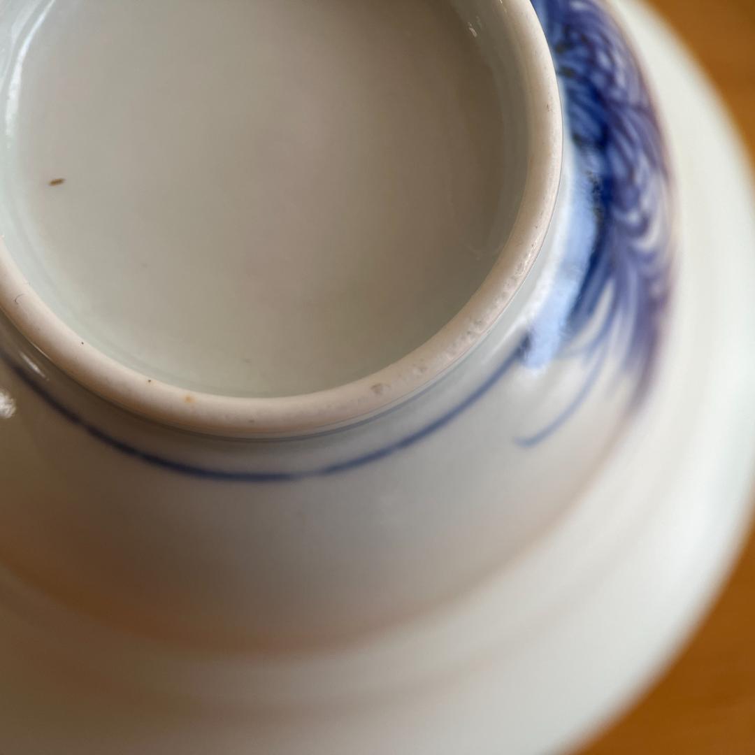 後期鍋島 草花文 猪口／向付 薄造り 97g 口部小ホツ φ9.2cm