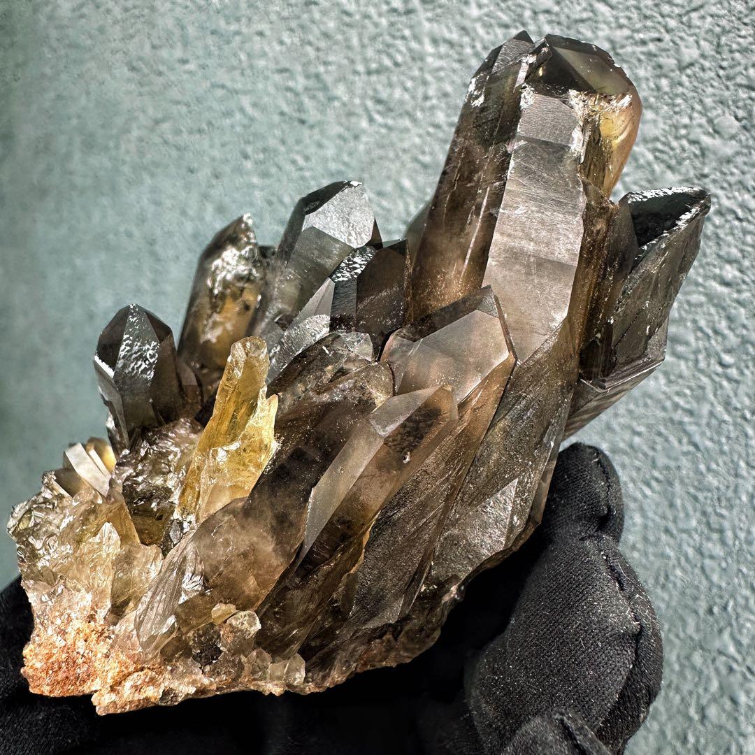 【金運· 魔除 ·浄化】煙水晶スモーキークォーツ 水晶クラスター 原石A1597