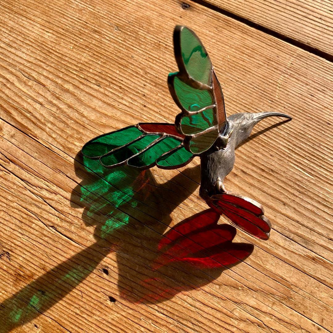 メ*6様 ヴィンテージ　ハチドリ　ハミングバード　アメリカ製　ステンドグラス　オ