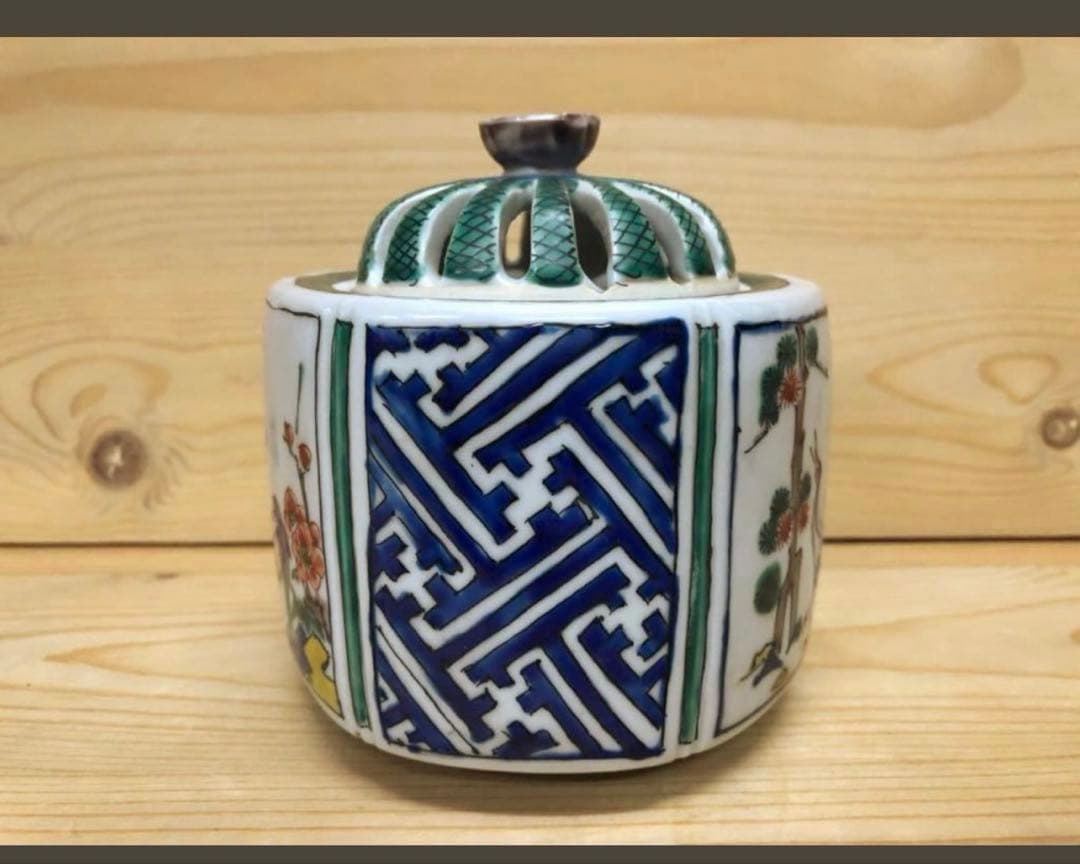 未使用/特価❕九谷焼/古九谷風/香炉/１点　　お香/茶道具/インテリア