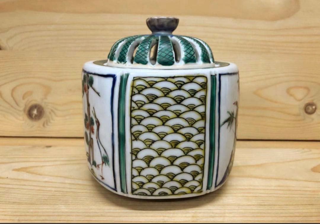 未使用/特価❕九谷焼/古九谷風/香炉/１点　　お香/茶道具/インテリア