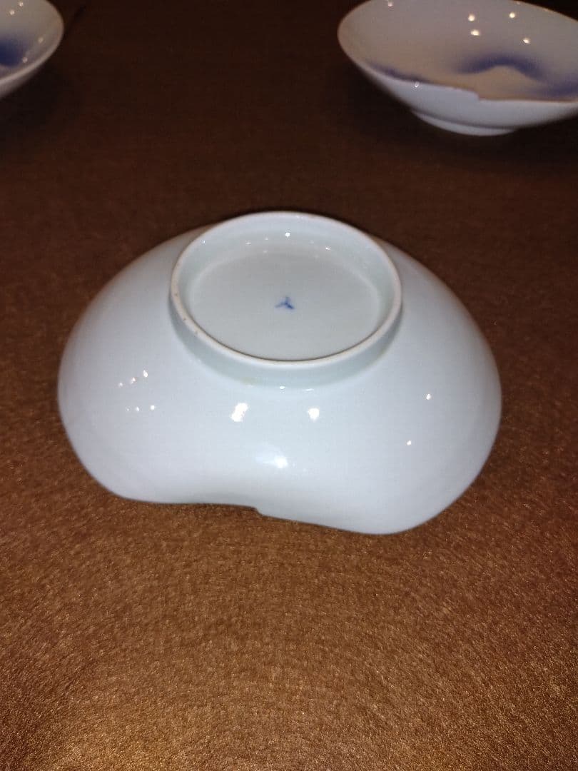 染付　変形皿　富士山と松　 5枚セット