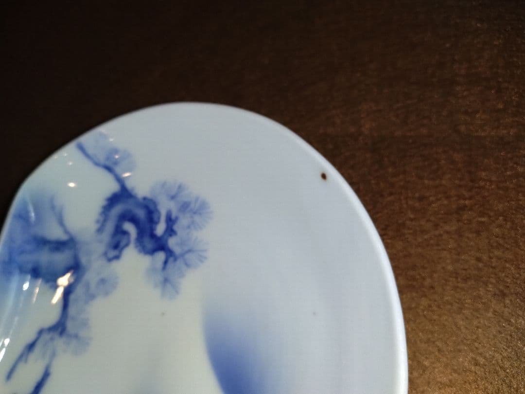 染付　変形皿　富士山と松　 5枚セット