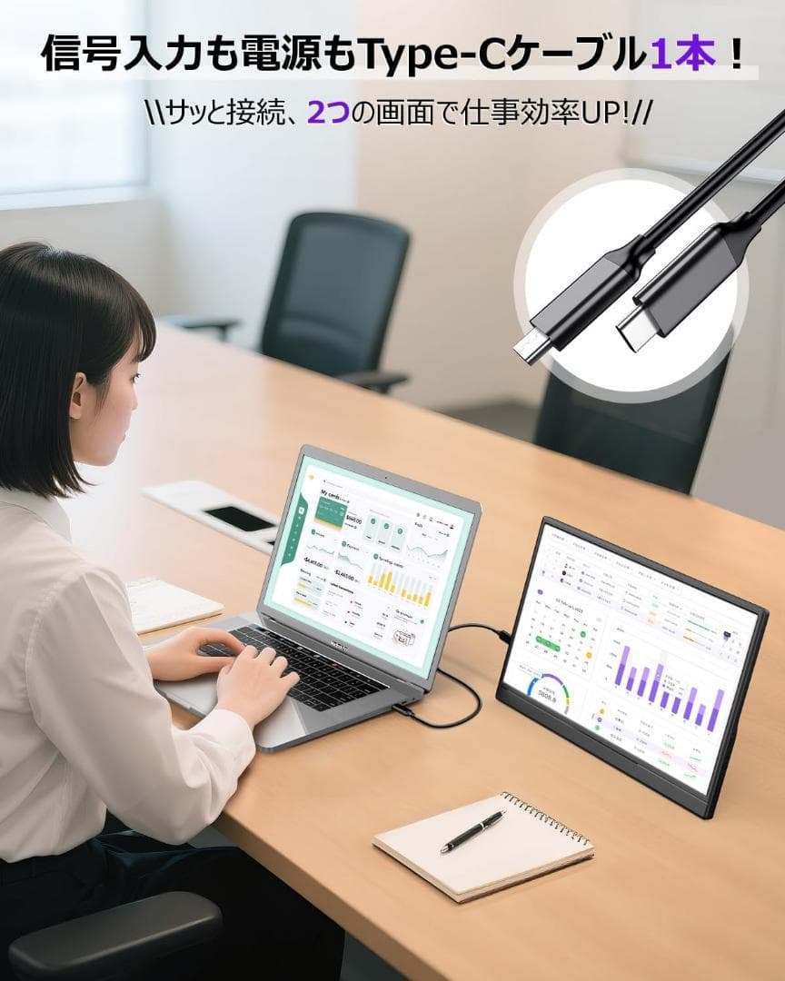 モバイルモニター 15.6インチ 1920*1080 フルHD キックスタンド型