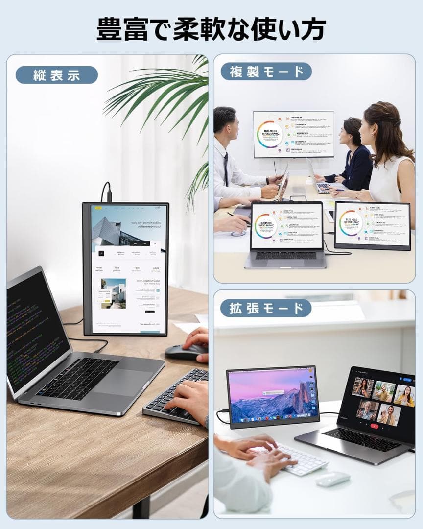 モバイルモニター 15.6インチ 1920*1080 フルHD キックスタンド型