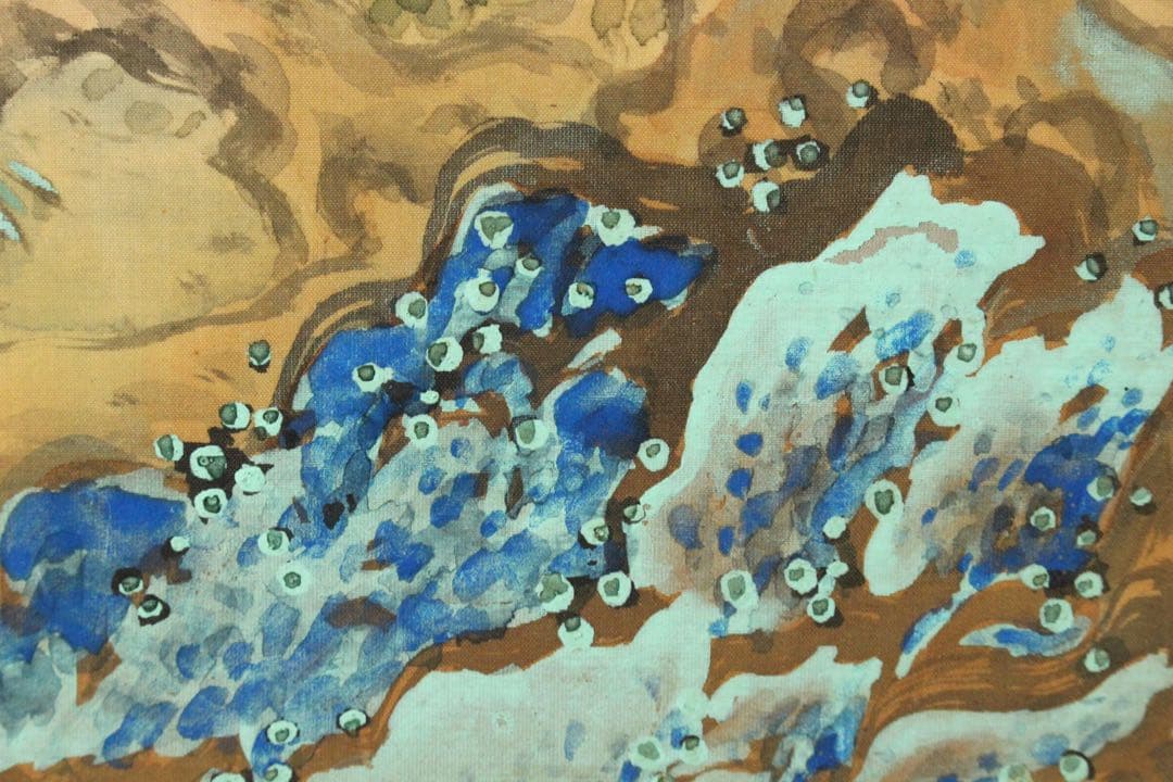 No5606掛軸　巣雲文景　山水人物図　絹本着色　日本画　古画　古美術　送料無料