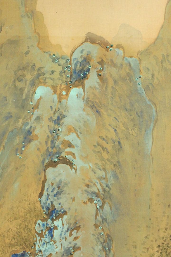 No5606掛軸　巣雲文景　山水人物図　絹本着色　日本画　古画　古美術　送料無料