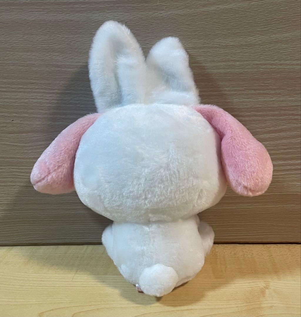 テメ上　マイメロディ ピンク赤バット付きウサギ耳赤い毛糸ドレスぬいぐるみ