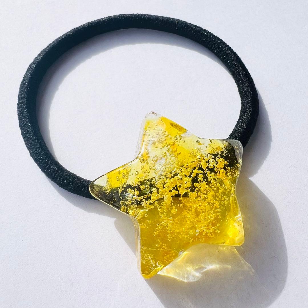 星 琉球ガラス ヘアゴム yellow