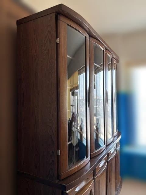 【美品】【送料込88,800円】幅164cm 大型 木製キャビネット ガラス扉