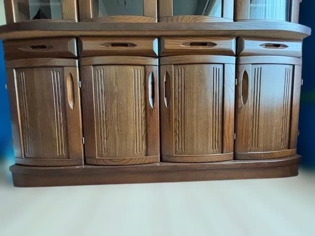 【美品】【送料込88,800円】幅164cm 大型 木製キャビネット ガラス扉
