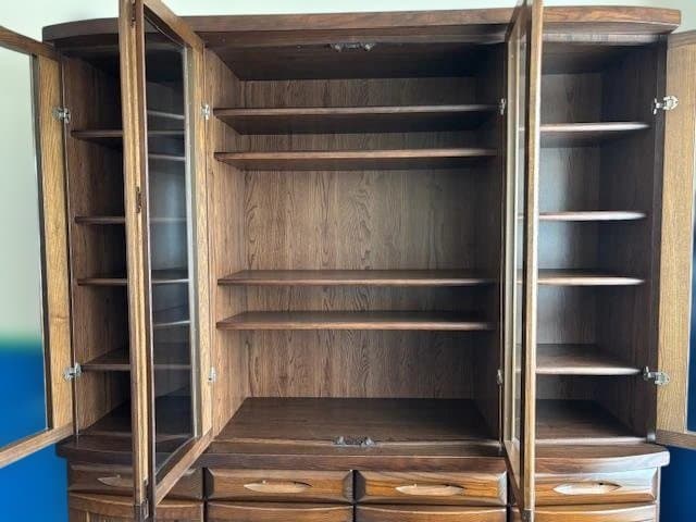 【美品】【送料込88,800円】幅164cm 大型 木製キャビネット ガラス扉