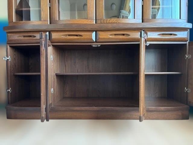 【美品】【送料込88,800円】幅164cm 大型 木製キャビネット ガラス扉