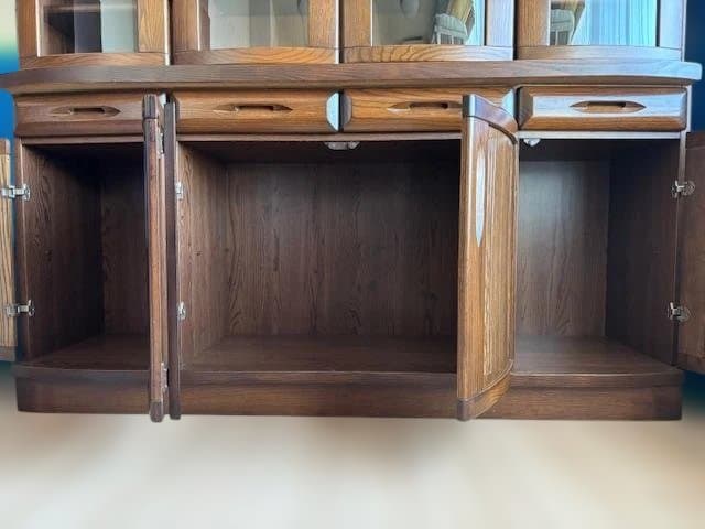 【美品】【送料込88,800円】幅164cm 大型 木製キャビネット ガラス扉