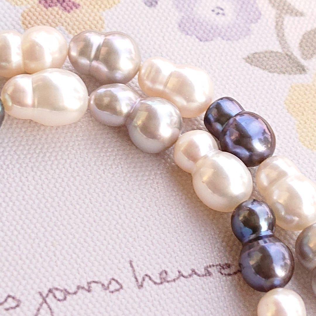 淡水双子パール　一連　ハンドメイド材料　加工不可
