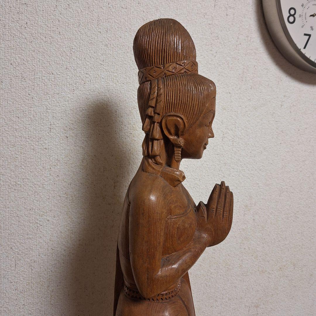 バリ島　木彫り　女性像　彫刻　アンティーク　置物