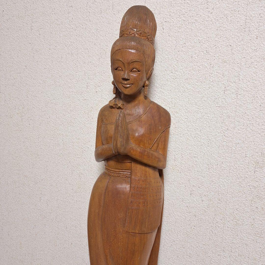 バリ島　木彫り　女性像　彫刻　アンティーク　置物