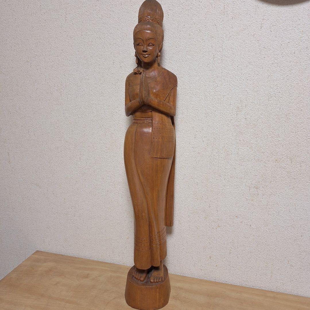 バリ島　木彫り　女性像　彫刻　アンティーク　置物