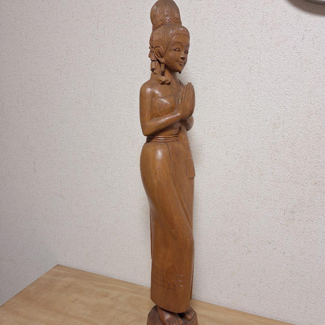 バリ島　木彫り　女性像　彫刻　アンティーク　置物