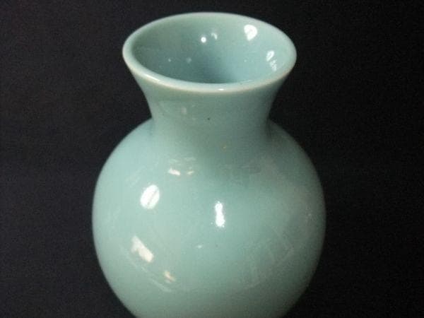 陶器製花瓶 青磁 花瓶 京焼の名陶「森野嘉光」作 京焼 清水焼 共箱