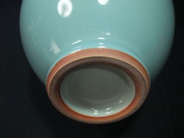 陶器製花瓶 青磁 花瓶 京焼の名陶「森野嘉光」作 京焼 清水焼 共箱
