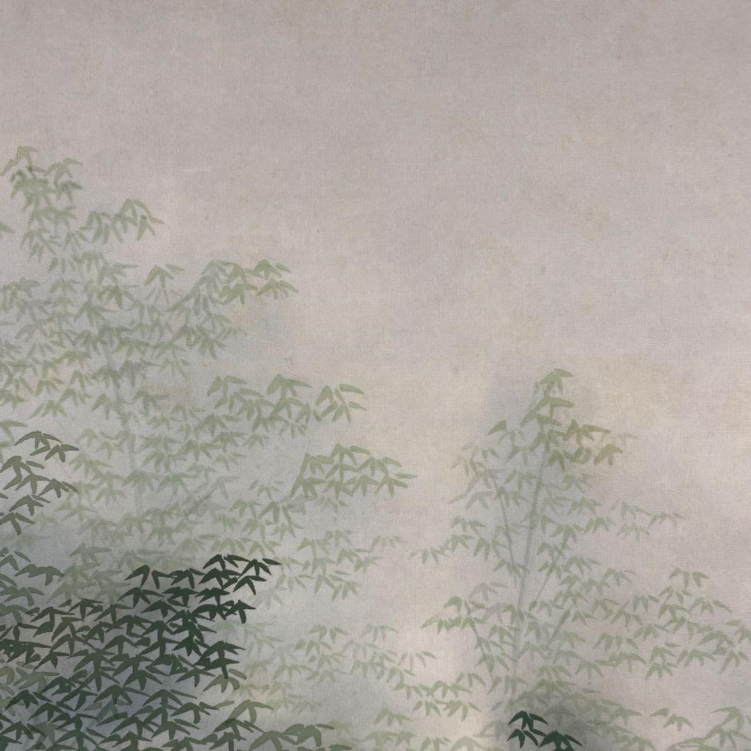 美品 掛け軸 三浦青楓作 竹林図 共箱 つくし 新緑 おもてなし