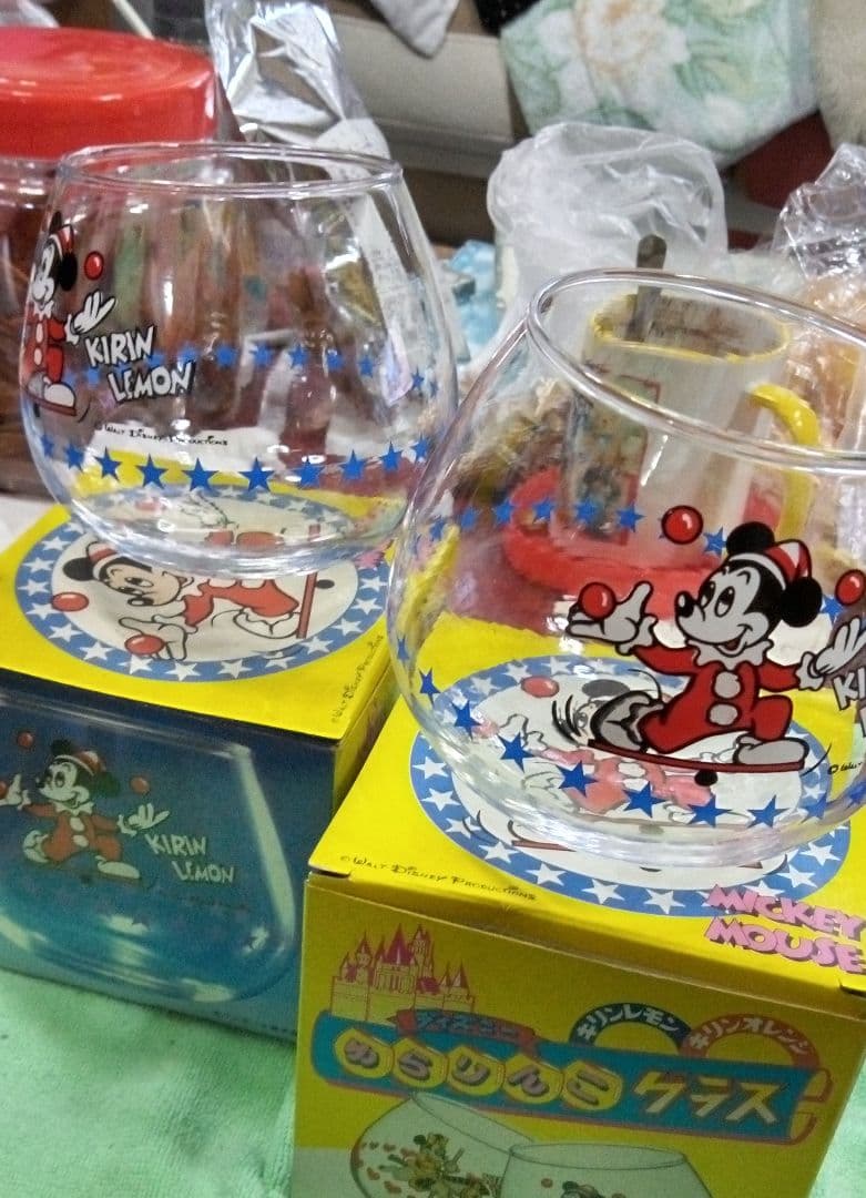デイズニーゆらりんこグラス（2個）セツト。+オレンジゴブレツト2個）