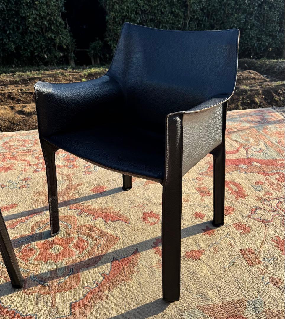 Cassina 413 CAB 黒本革 アームチェア マリオ・ベリーニ
