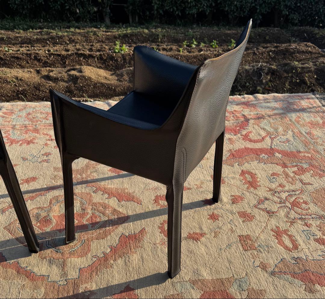 Cassina 413 CAB 黒本革 アームチェア マリオ・ベリーニ