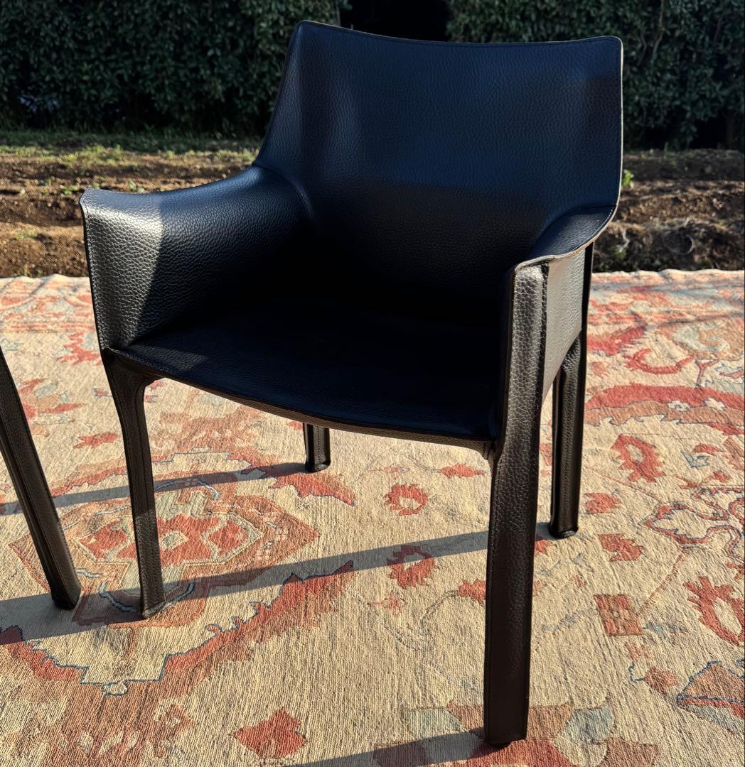 Cassina 413 CAB 黒本革 アームチェア マリオ・ベリーニ