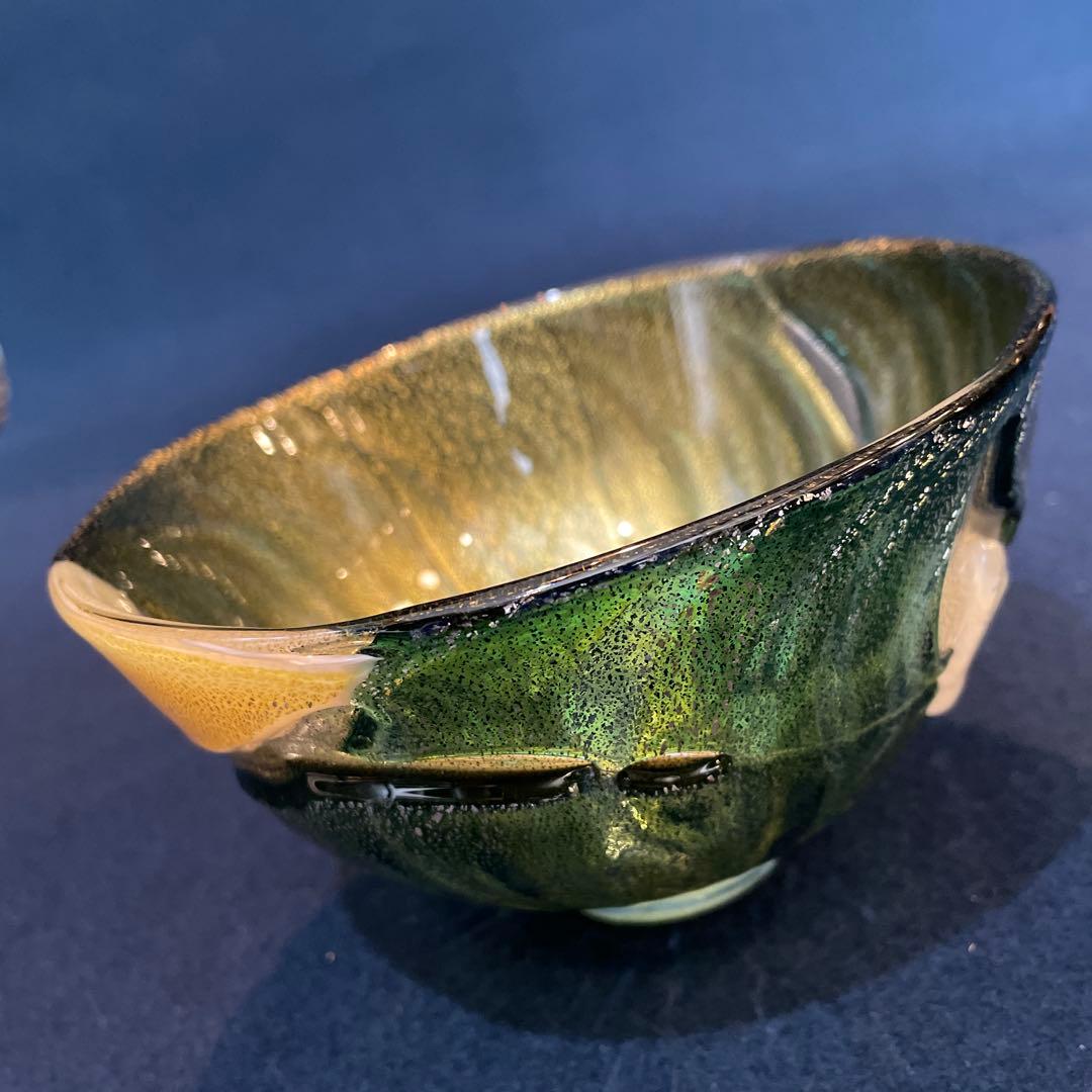 『西中 千人』(にしなか ゆきと)作のガラスの【呼継 茶碗】共箱※美品