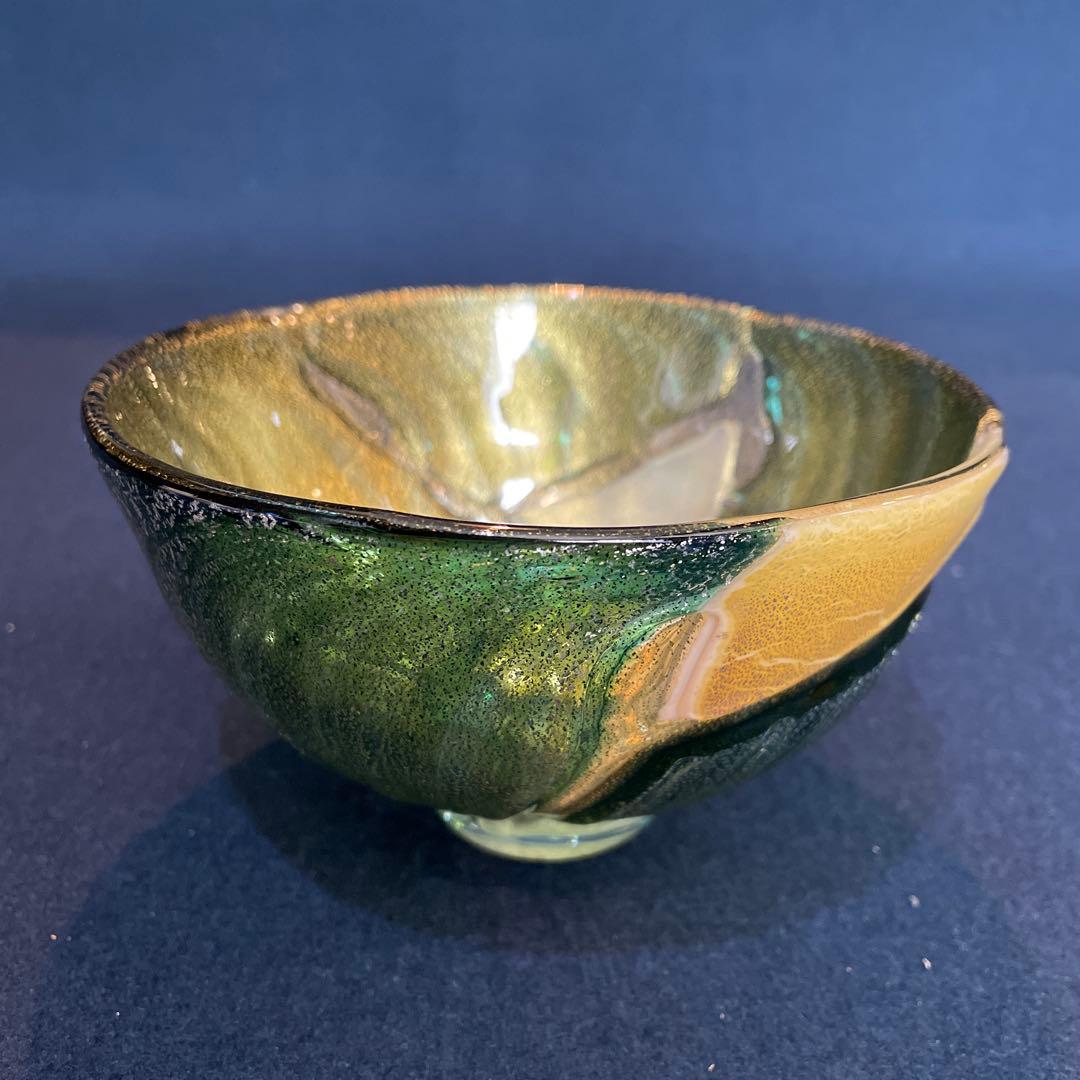 『西中 千人』(にしなか ゆきと)作のガラスの【呼継 茶碗】共箱※美品