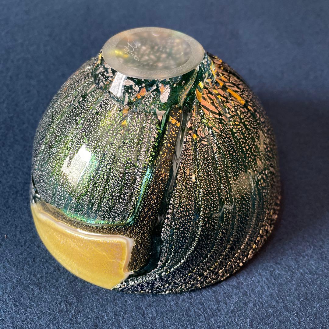 『西中 千人』(にしなか ゆきと)作のガラスの【呼継 茶碗】共箱※美品