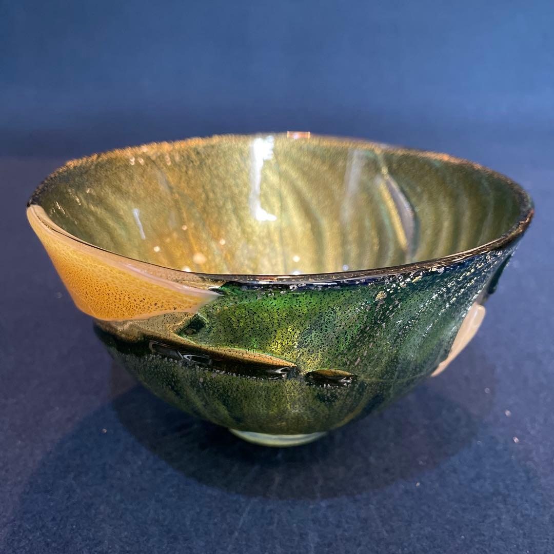 『西中 千人』(にしなか ゆきと)作のガラスの【呼継 茶碗】共箱※美品