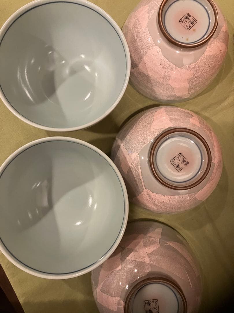 九谷焼 博峰作 銀彩 飯茶碗 5客セット 共箱入 夫婦茶碗