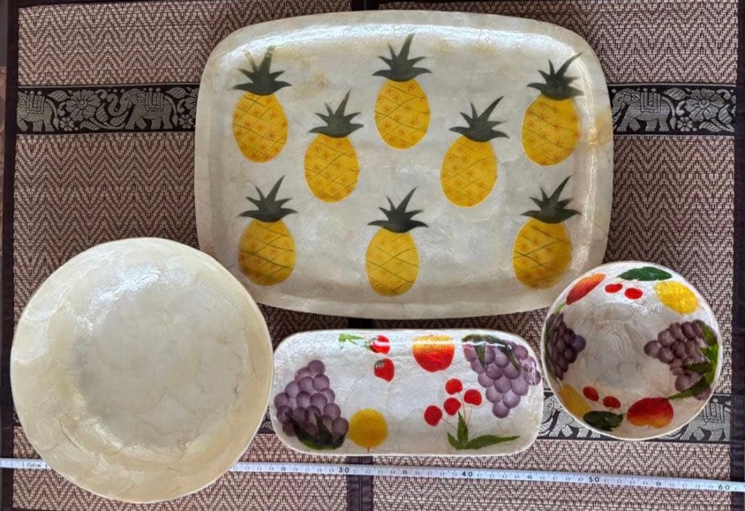 貝製(カピスシェル)フルーツデザイン食器セット